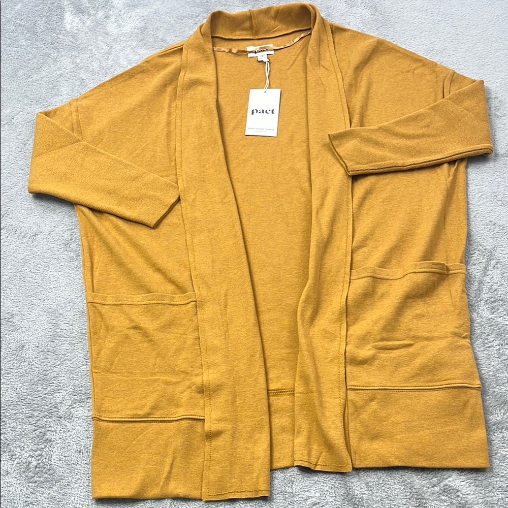NEW PACT XS/S 100% Organic Cotton Airplane Cardigan Sweater Open Front Pockets‎